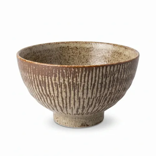 Tigela Redonda de Porcelana Japonesa Textura Marrom - 12cm