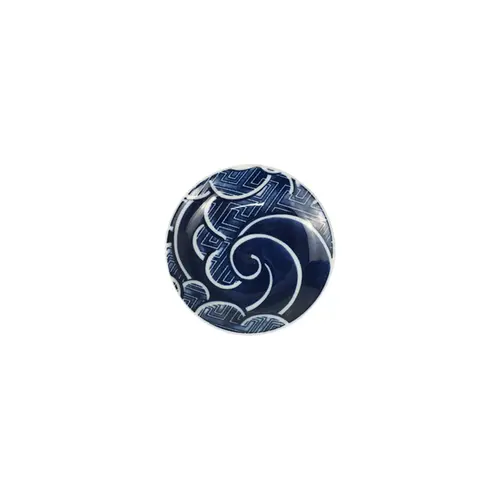 Prato Redondo de Porcelana Japonesa Sayanami Aizome Sashibukuro  – 10cm