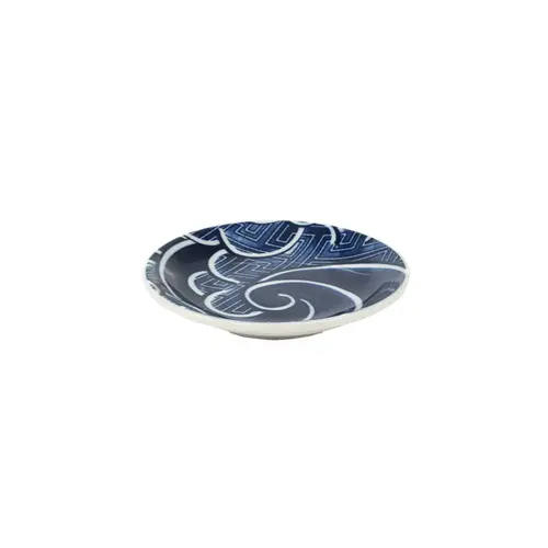 Prato Redondo de Porcelana Japonesa Sayanami Aizome Sashibukuro  – 10cm