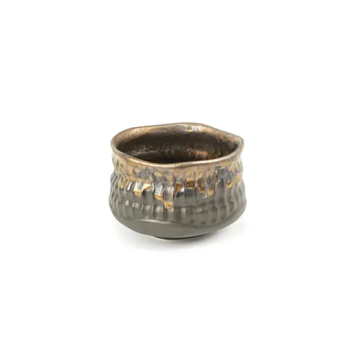 Tigela Redonda de Porcelana Japonesa para Cerimônia do Chá Preto Fosco – 10,5cm