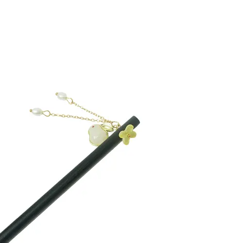 Adorno Kanzashi com Coelho - 18cm