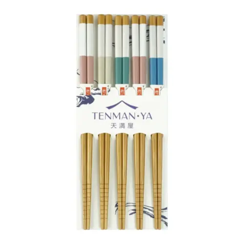 Conjunto de Hashi de Bambu Pastel Tenman-ya – 5 peças