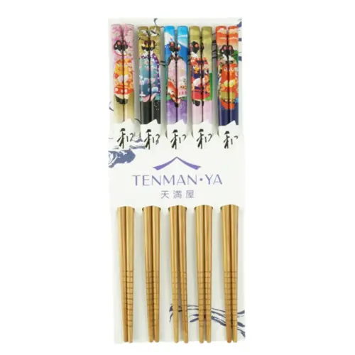 Conjunto de Hashi de Bambu Geisha Tenman-ya – 5 peças