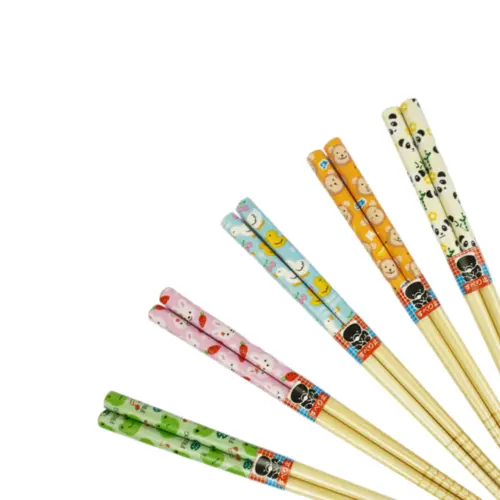 Conjunto de Hashi Infantil de Bambu Kawaii Tenman-ya – 5 peças