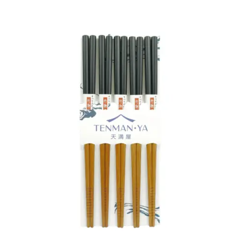 Conjunto de Hashi de Bambu Preto Tenman-ya – 5 peças