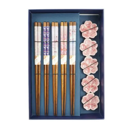 Conjunto de Hashi de Bambu Sakura Tenman-ya – 10 peças