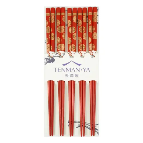 Conjunto de Hashi de Bambu Aka Moyou Tenman-ya – 5 peças