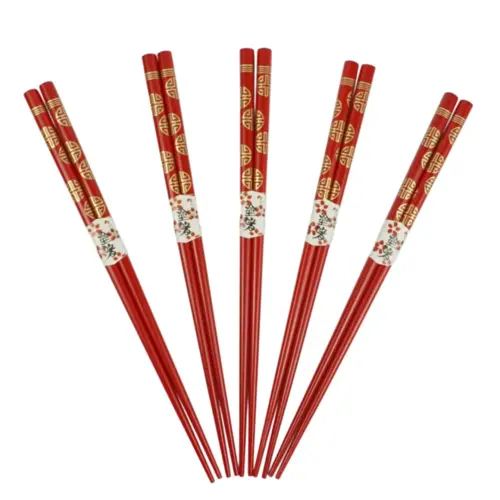 Conjunto de Hashi de Bambu Aka Moyou Tenman-ya – 5 peças