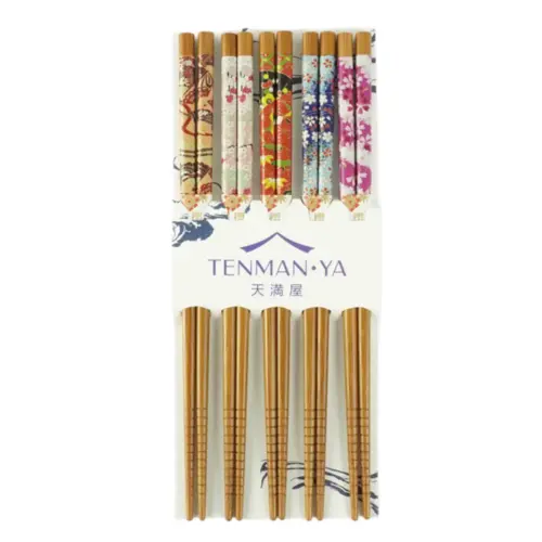 Conjunto de Hashi de Bambu Hanami Tenman-ya – 5 peças