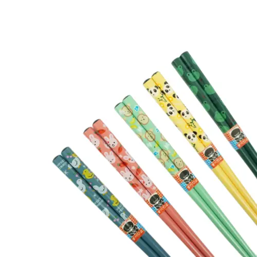 Conjunto de Hashi Infantil de Bambu Kawaii Liso Tenman-ya – 5 peças