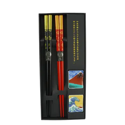 Conjunto de Hashi de Bambu Katsushika Hokusai Tenman-ya – 4 peça