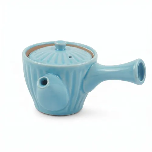 Bule de Porcelana Japonesa Kyusu 360ml Azul Claro