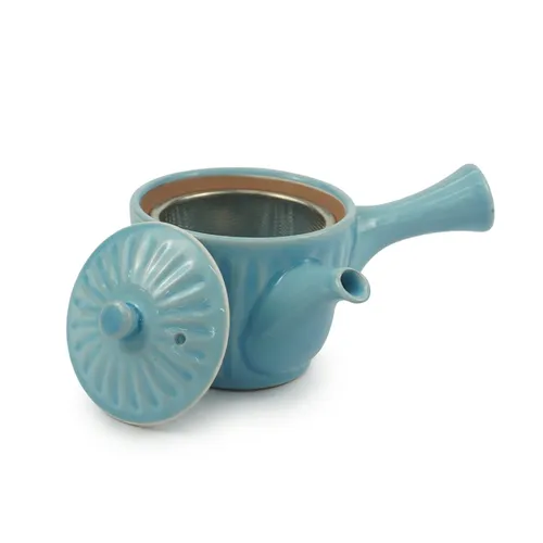 Bule de Porcelana Japonesa Kyusu 360ml Azul Claro