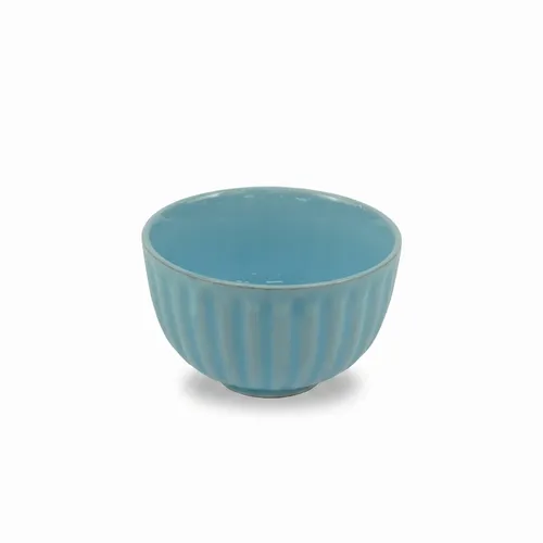 Copo para Chá de Porcelana Japonesa Canelado Azul Claro